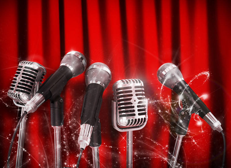 Conference meeting microphones prepared for talker over Red Curt